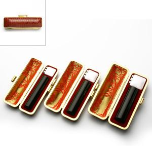 印鑑 はんこ 実印 銀行印 認め印 MSMセット 3本セット (実印：15.0mm 銀行印：12.0mm 認印：12.0mm) 黒水牛 印鑑ケース(トカゲ-金枠)付き 送料無料