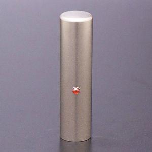 印鑑 はんこ チタン印鑑 実印 ジュエルズチタン ガーネット 15.0mm 黒印鑑ケース（ブラックメタル枠）付き 送料無料