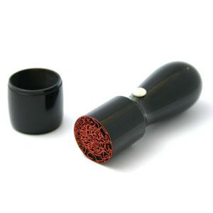 印鑑 はんこ 法人印鑑 会社実印 (天丸 蓋付) 黒水牛 (芯持) 18mm 法人用 会社印 ハンコ 送料無料