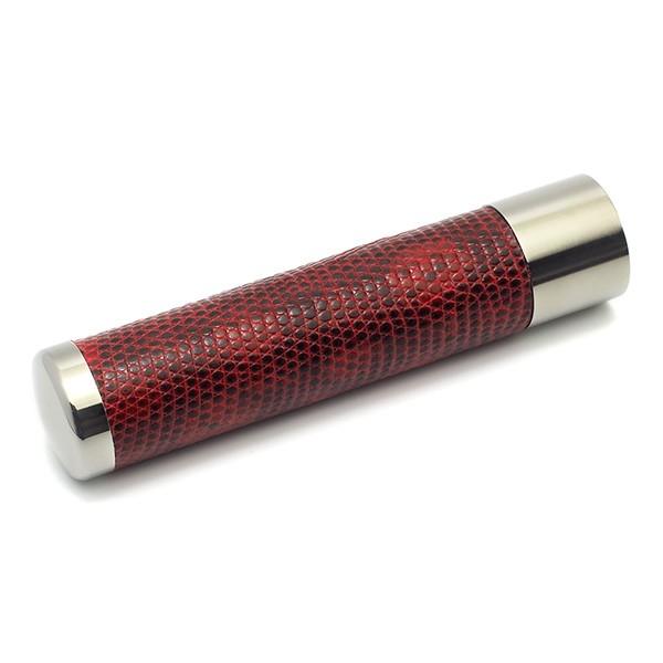 印鑑 はんこ チタン印鑑 認め印 革張りリザードチタン（赤） 13.5mm 個人印鑑 ハンコ 判子 名前 送料無料_1