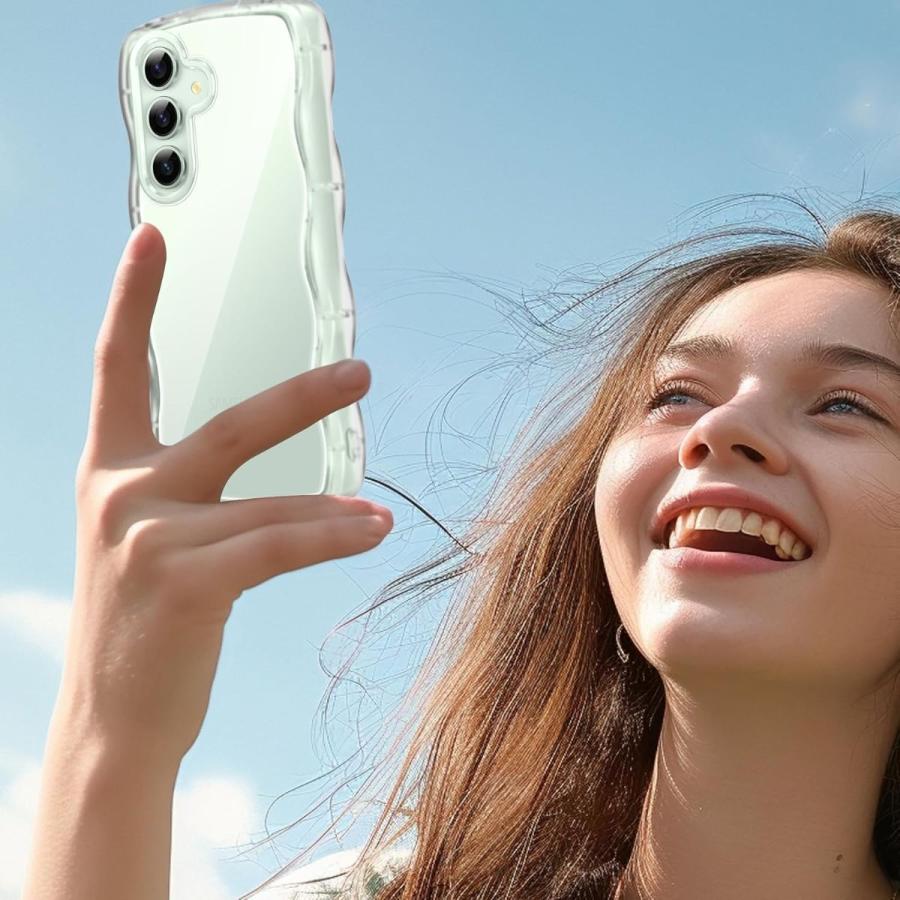 Galaxy S25 ケース｜波状フレーム・うねうねデザイン｜背面クリア・TPU