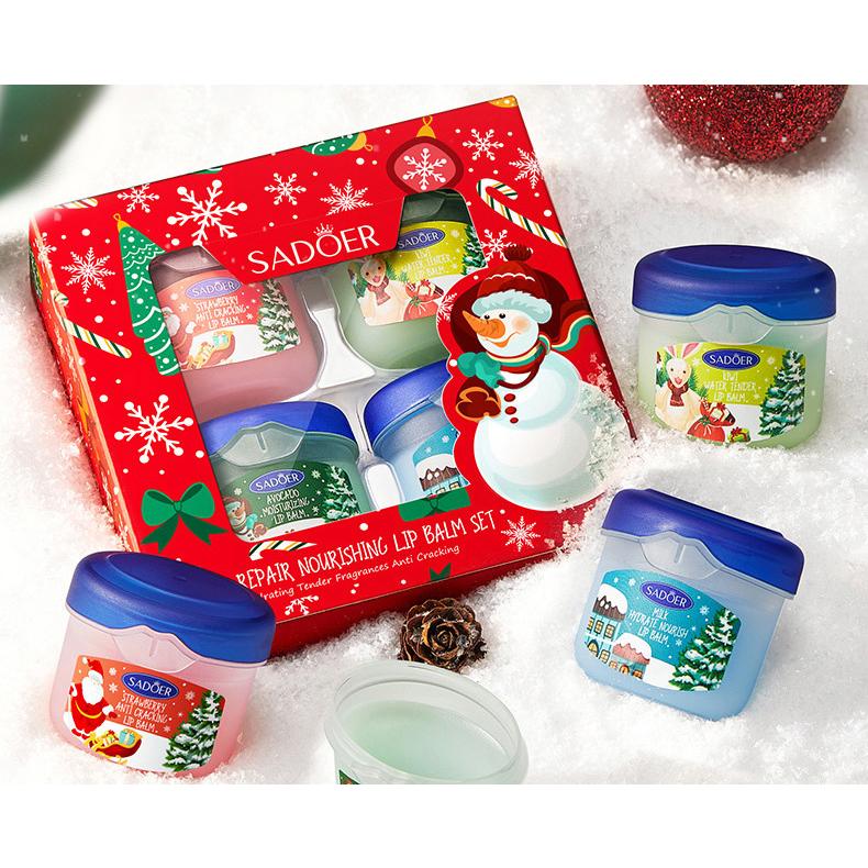 リップバーム4個セット] クリスマスパッケージ 保湿リップバーム 4pcs