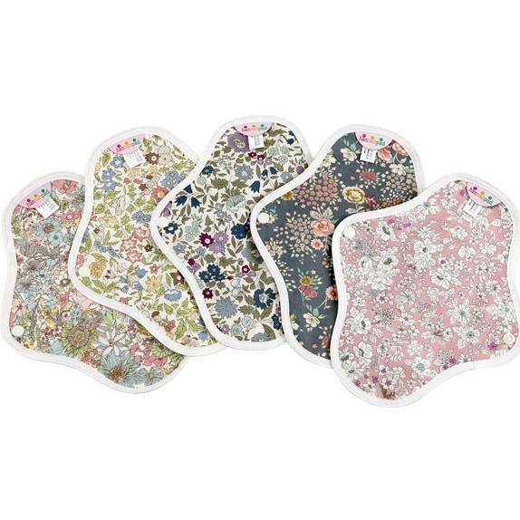 Sサイズ [5+5] 計10枚 セット | ハンナパッド hannahpad | 柄ランダム | オーガニック 布ナプキン コットン 羽根付き 一体型 生理 尿モレ おりもの 防水 21cm