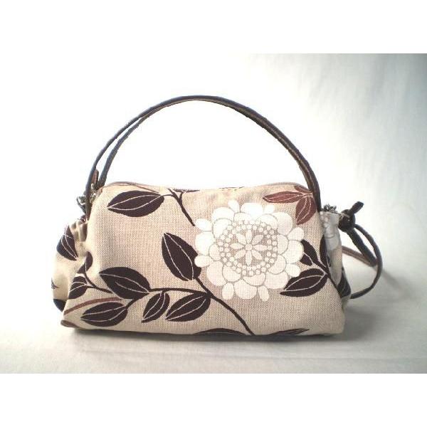 斜めがけと手提げの２ウェイバッグ花柄、フラワーガーデン（小、茶）