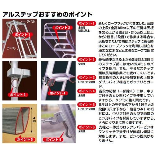 ハラックス アルステップ AMP-4 ピン式支柱3本伸縮タイプ 造園プロ用 三脚脚立 アルミ製【法人先は配達/個人宅は営業所止め引き取りで発送可能】｜hanshin-k｜03