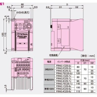 富士電機　インバータ　FRENIC-Mini　FRN0.2C2S-2J｜hanshin-k｜03