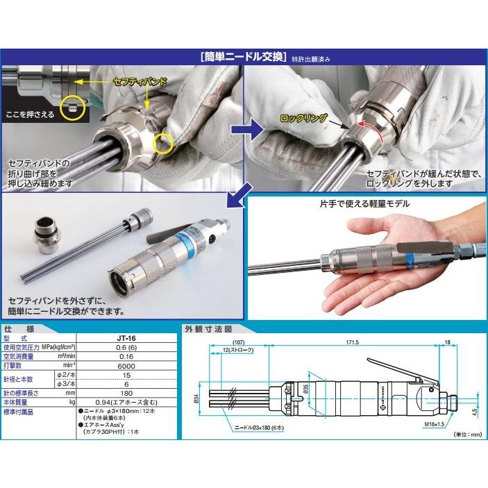 日東工器 ジェットタガネ JT-16 新型 最軽量940ｇ 簡単ニードル交換