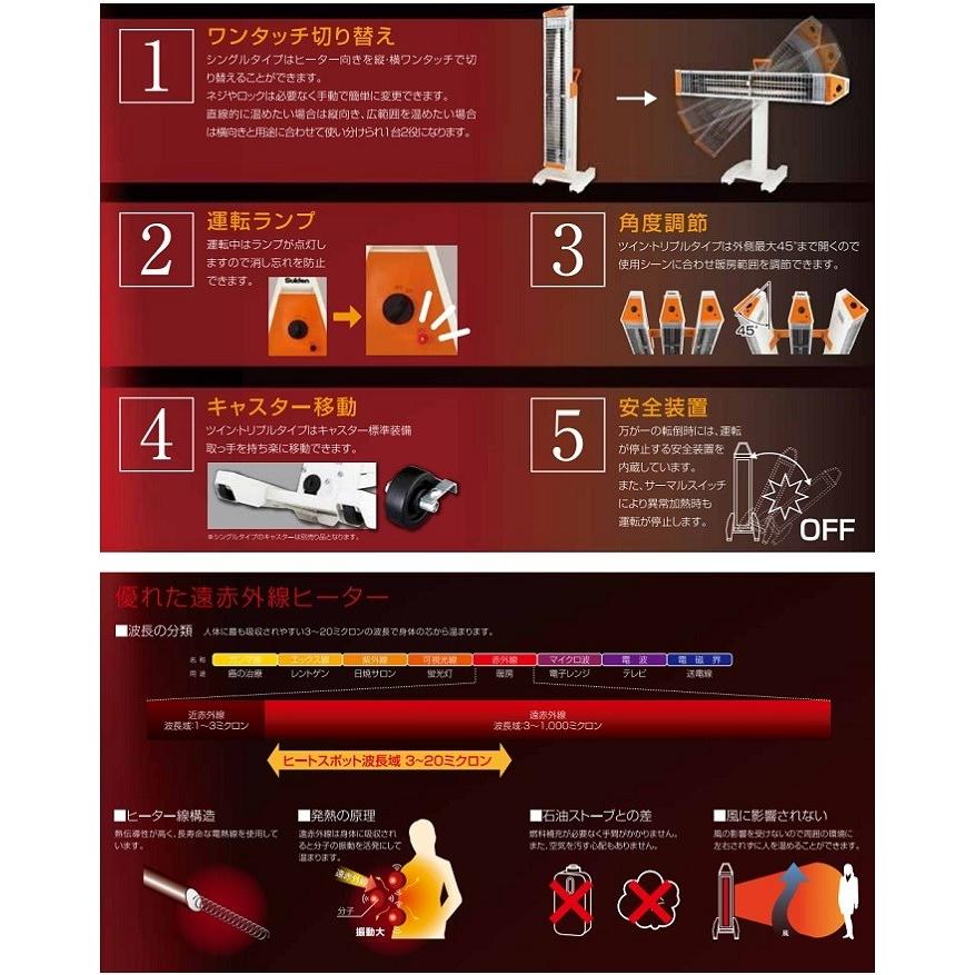 スイデン 遠赤外線ヒーター ヒートスポット SEH-10A-1【単相100V】 シングルタイプ 電源コード付　キャスター別売　｜hanshin-k｜03
