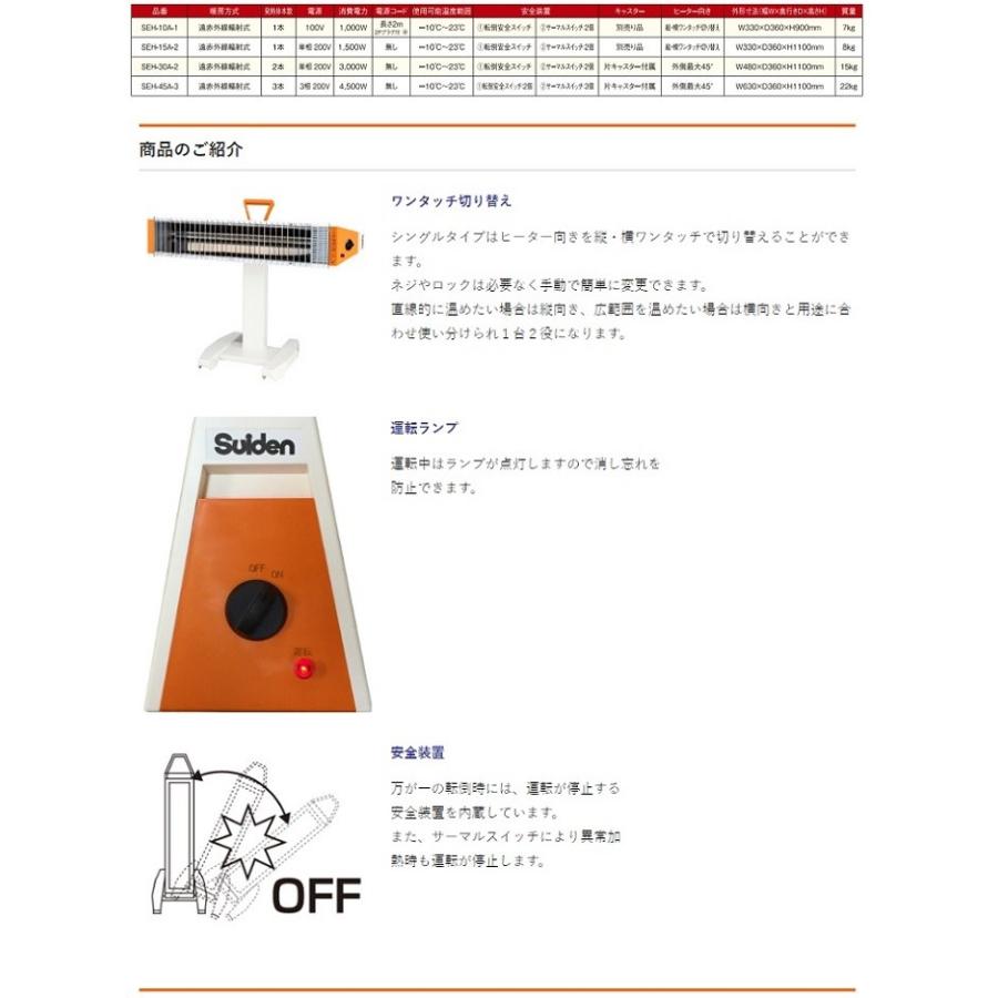 スイデン 遠赤外線ヒーター ヒートスポット SEH-10A-1【単相100V】 シングルタイプ 電源コード付　キャスター別売　｜hanshin-k｜06