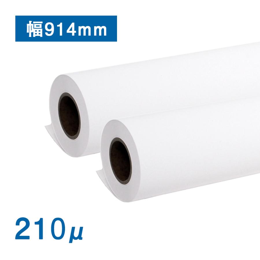 ロール紙 厚手マットコート紙N 幅914mm（A0）×30M 2インチ紙管 つや消しタイプ 210μ (2本) プリンター用紙、コピー用紙 