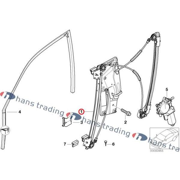要在庫確認 BMW E39 フロント ウィンドウレギュレーター/純正品 右前  