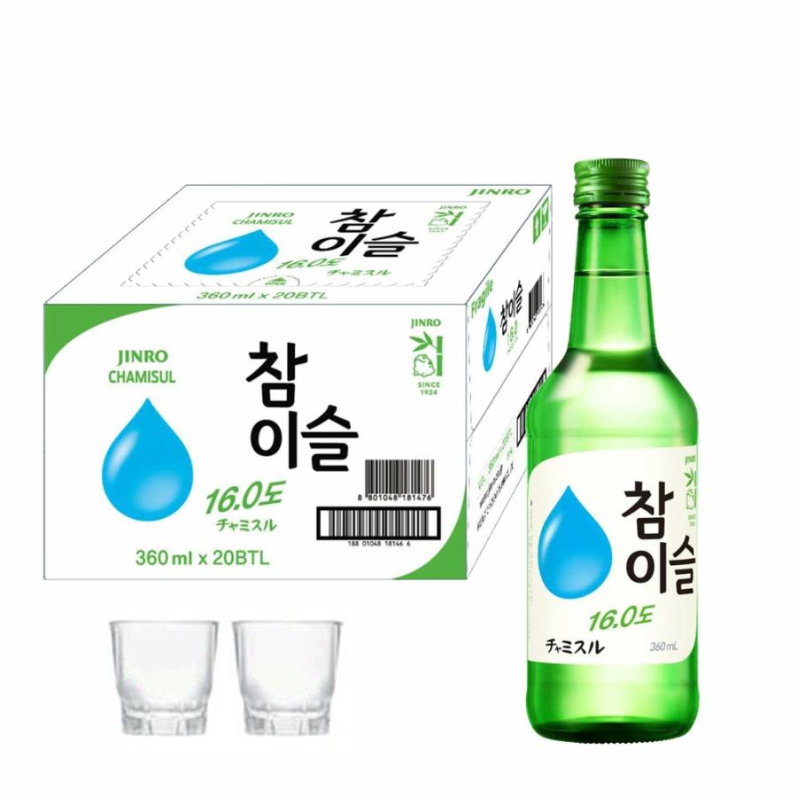 眞露/JINRO チャミスル FRESH 360ml×20本(1箱) 16.0度 + 焼酎カップ2個