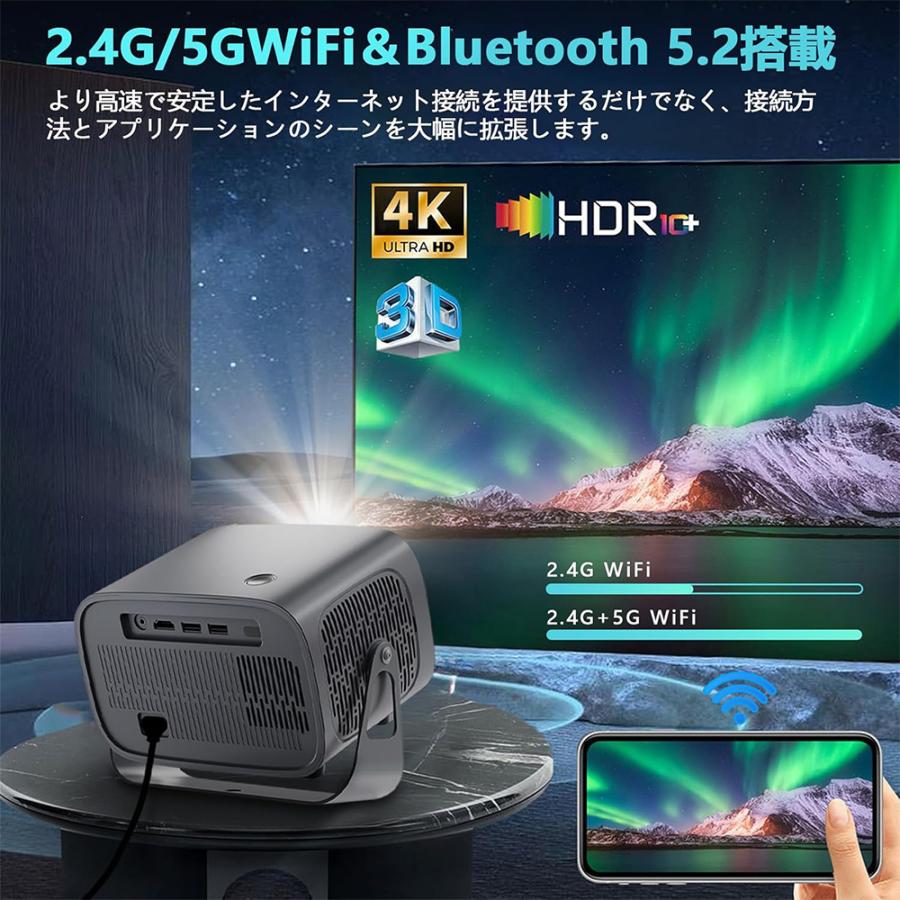 プロジェクター 4k対応 小型 1080P 天井投影 WiFi6 双方向 プロジェクター 4k対応 小型 1080P 天井投影 WiFi6 双方向