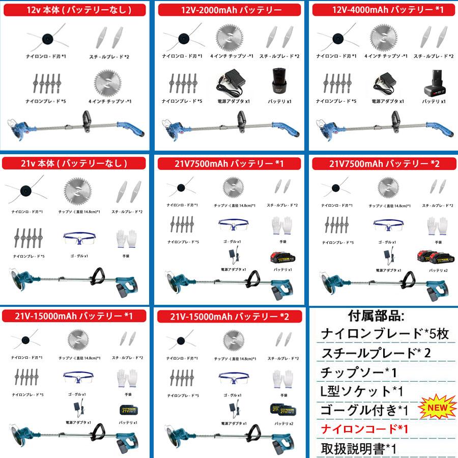 草刈り機 充電式 電動 草刈機 コードレス  マキタ バッテリー互換  補助輪 替刃付き 21v 多機能  ンランレスモーター 刈払機 伸縮 角度調整 家庭用 女性｜hantostore｜19