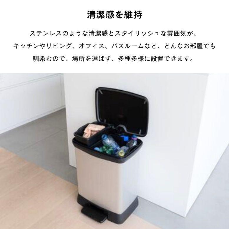 DEPOS ゴミ箱 2分別 ダストボックス ステンレス 分別 蓋付きゴミ箱