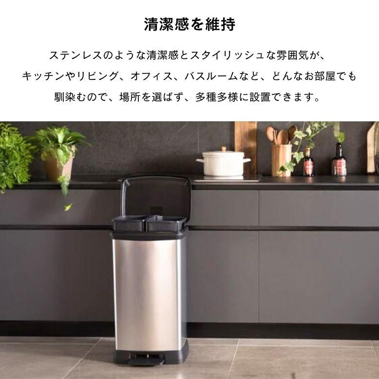 DEPOS ゴミ箱 2分別 ダストボックス ステンレス 分別 蓋付きゴミ箱