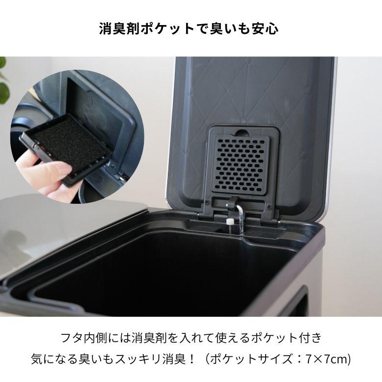 DEPOS レビュー特典付き ゴミ箱 ダストボックス 30L×2個 ステンレス 蓋
