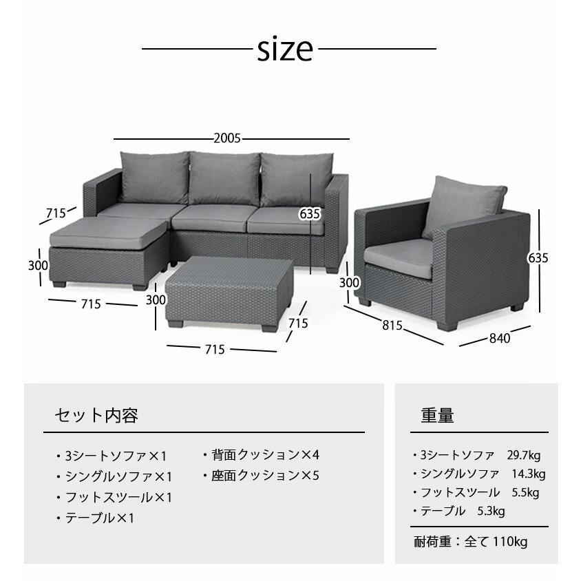 KETER（ケター） ガーデンテーブルセット ブラック ラタン調 サルタ 3 