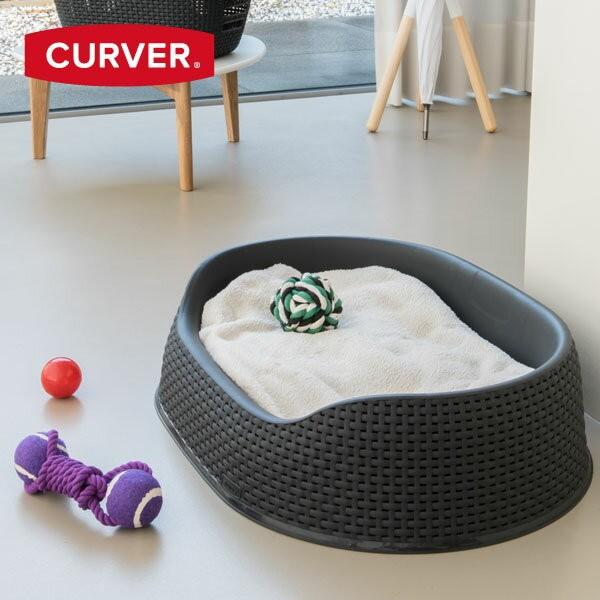 ラタン調ペットバスケット Mサイズ カーバー/大型宅配便 CURVER pet basket M オランダ 猫 犬 ペットベッド カドラー hnw1 4573405816201DEPOS