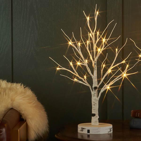 DEPOS クリスマスツリー ブランチツリー 白樺 LED おしゃれ 電池