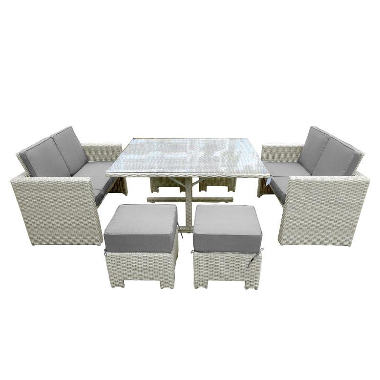 ダイニング テーブルセット 大型宅配便Y ラタン 8人掛け チェアー マルタダイニングテーブル7点セット ホワイト グレー hnw1