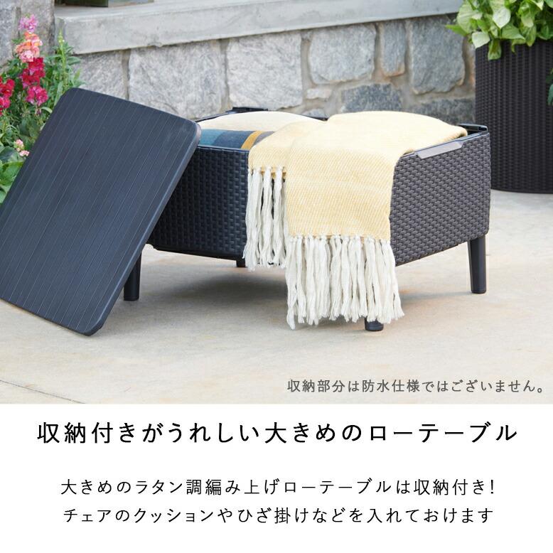 屋外 ガーデンソファ テーブルセット 樹脂製 ラタン調 ブラック グレー サレモ シングルソファ 3点セット 【大型宅配便】【メーカー直送/代引不可】_4
