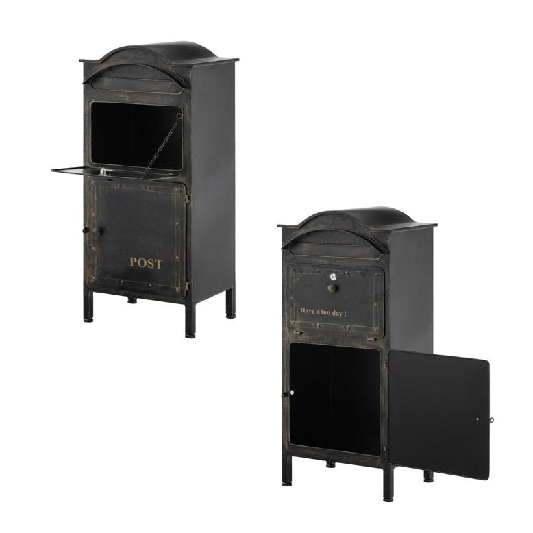 【ブラック】ポスト 置き型 宅配ボックス付き スタンドポスト 一戸建て用 大容量 宅配ボックス 戸建 ポスト 郵便ポスト 置き型 大型 スタンドポスト