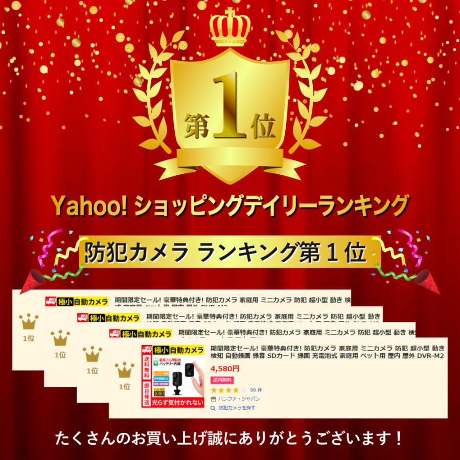 防犯カメラ 家庭用 ミニカメラ 防犯 超小型 動き 検知 自動録画 録音 SDカード 録画 充電池式 家庭用 ペット用 屋内 屋外 DVR-M2 |  | 01