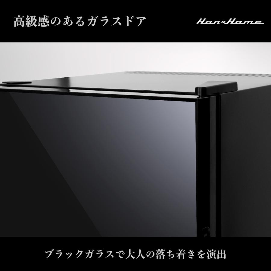 Hanx 冷蔵庫 23L ペルチェ式 1ドア冷蔵庫 ブラックガラス x マット