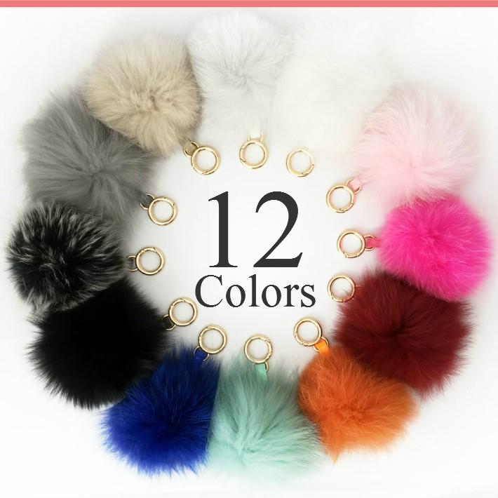 特大 リアル フォックス ファー ポンポン チャーム 12cm レディース