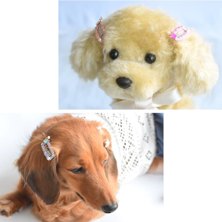 犬 ヘアアクセサリー】 クラウン パール ストーン コーム型 パッチン