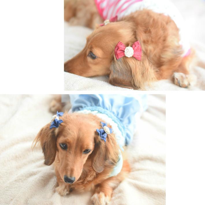 【犬 ヘアアクセサリー】 フリル レース リボン ヘアピン 2点セット A 髪飾り ハンドメイド｜hapi-and-co｜09