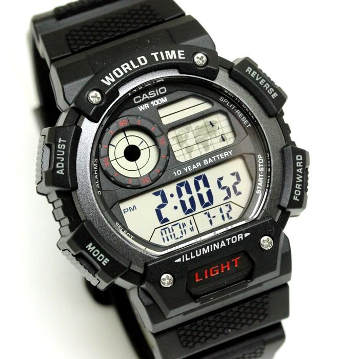 カシオ CASIO 海外モデル メンズ 腕時計 スタンダード デジタルウォッチ ワールドタイム ブラック AE-1400WH-1A｜hapian｜02