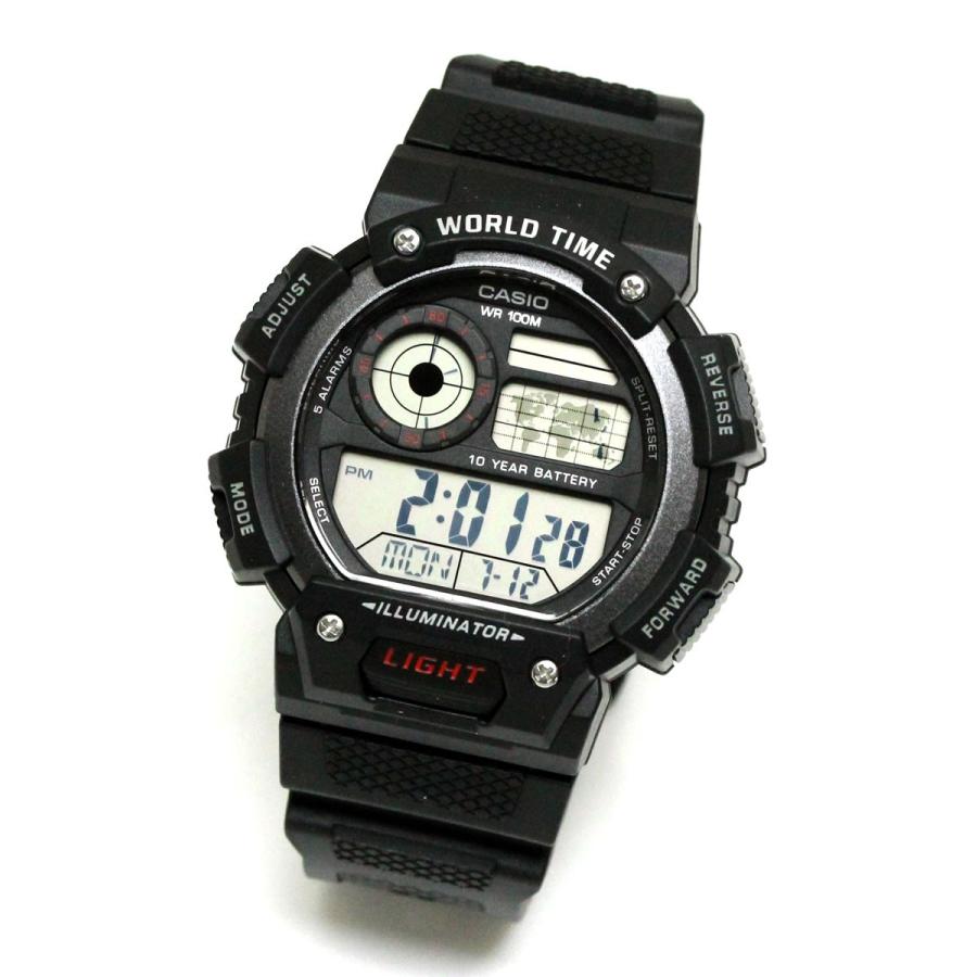 カシオ CASIO 海外モデル メンズ 腕時計 スタンダード デジタルウォッチ ワールドタイム ブラック AE-1400WH-1A｜hapian｜03