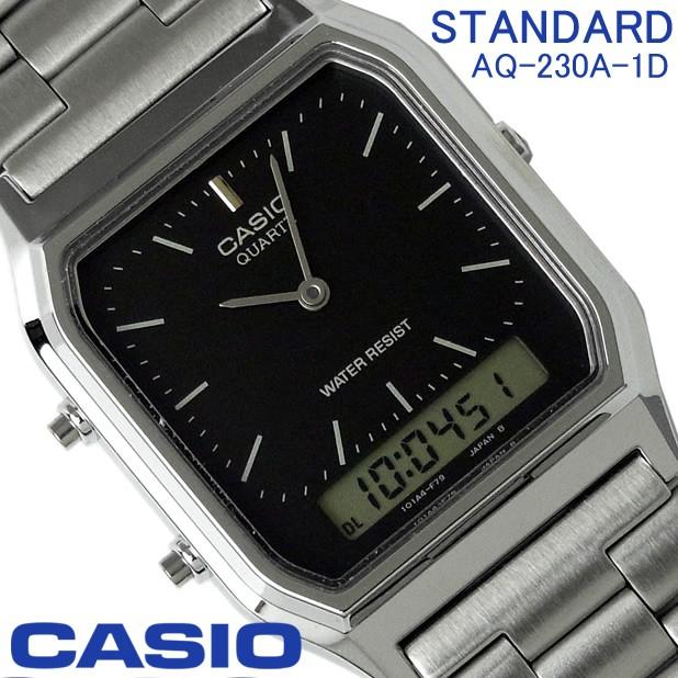 カシオ Casio スタンダード メンズ レディース アナデジ 腕時計 Aq 230a 1d シンプル シルバー 文字盤ブラック Aq 230a 1d Hapian 通販 Yahoo ショッピング