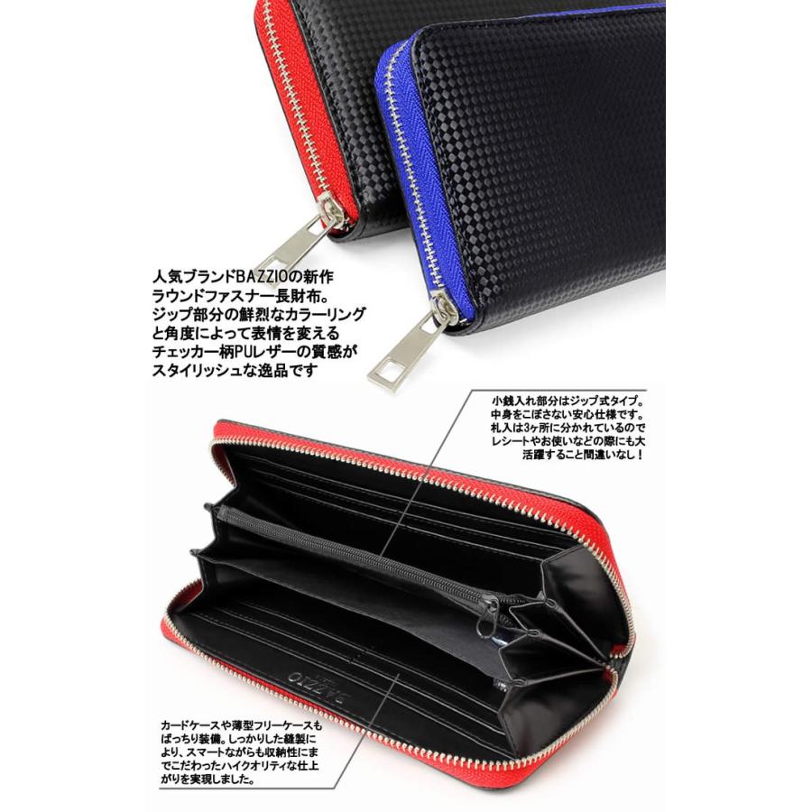 長財布 メンズ ラウンドファスナー 財布 バイカラー チェッカー PUレザー |  | 01