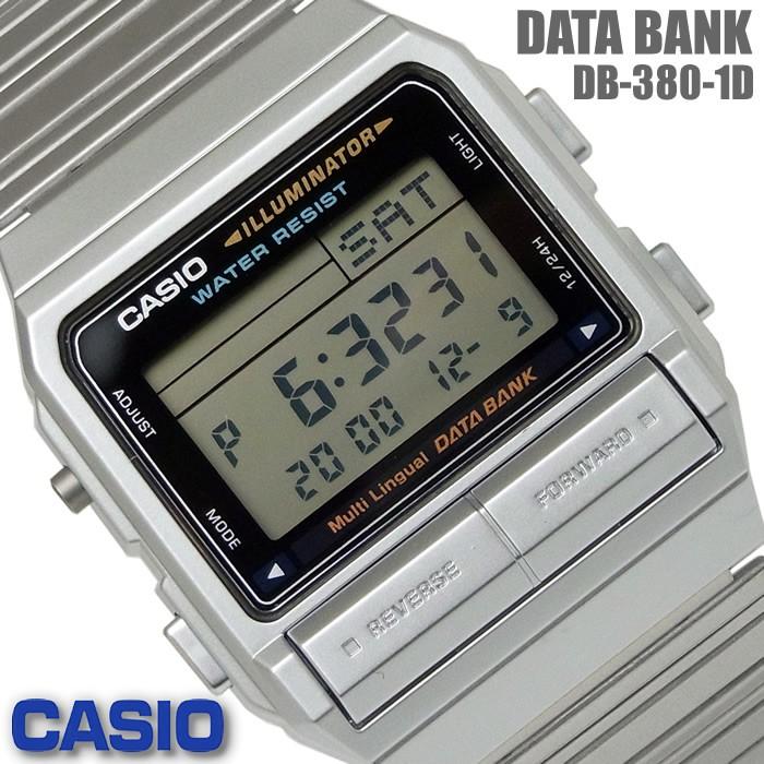 カシオ CASIO メンズ 腕時計 データバンク 防水 DB-380-1D シルバー｜hapian