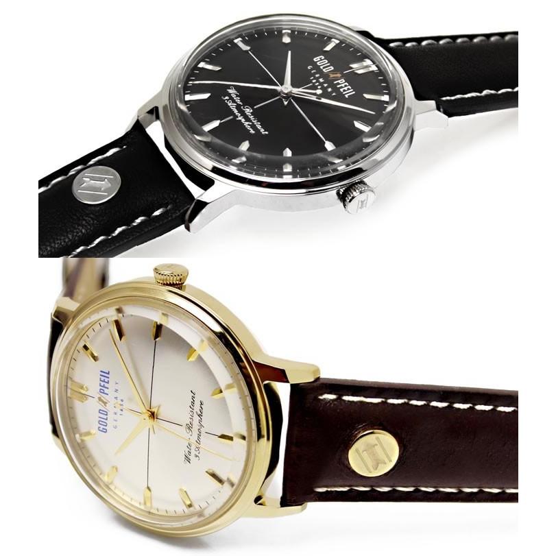 腕時計 メンズ メンズ腕時計 ゴールドファイル 革ベルト ブランド｜hapian｜02