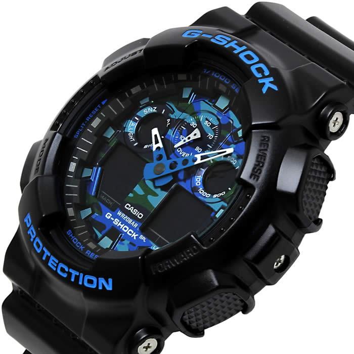 CASIO G-SHOCK GA-100CB マットブラックxブルー 美品 G-SHOCK GA-100CB-1AJF メンズ アナデジ ブラック ブルー 迷彩 – THE