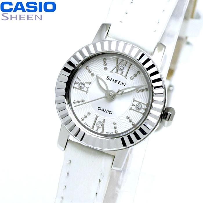 新商品 Casio カシオ Sheen 海外モデル 腕時計 レディース 女性 小ぶり 小さい 丸い シルバー 白 ホワイト 革 レザー She 4036l 7a 誕生日プレゼント 人気 おしゃれ ブランド おすすめ カシオ Sheen 海外モデル 腕時計 レディース 小ぶり 小さい 丸い シルバー 白
