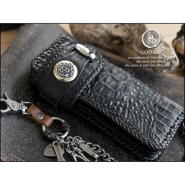 GODANE ゴダン 本革 クロコダイル カイマン メンズ 長財布 ブラック 黒