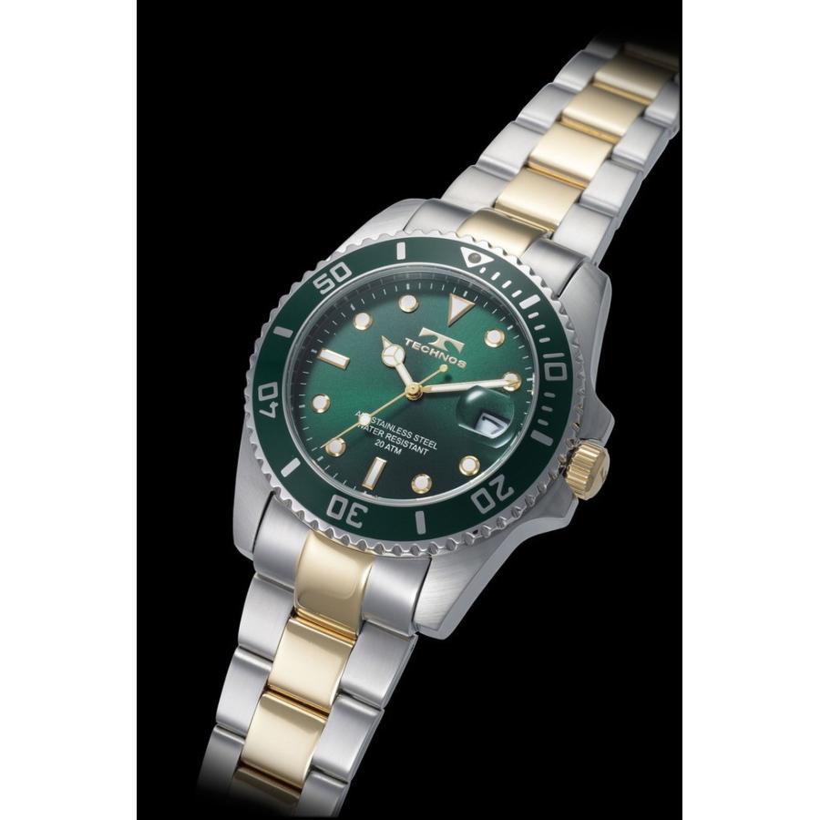 【メーカー正規品】TECHNOS テクノス 腕時計 メンズ 20気圧防水 回転ベゼル メンズ クォーツ T2118TM グリーン |  | 01