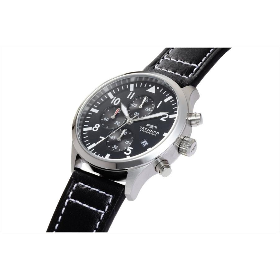【メーカー正規品】TECHNOS テクノス クロノグラフ メンズ 腕時計 レザーバンド クロノグラフ 男性用 クォーツ 多針アナログ T4553SB ブラック |  | 02