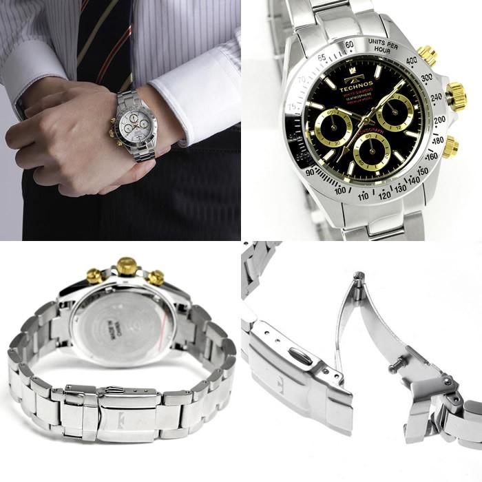 TECHNOS テクノス 腕時計 メンズ メンズ腕時計 クロノグラフ 限定プレミアモデル T4683 ホワイト ブラック |  | 02