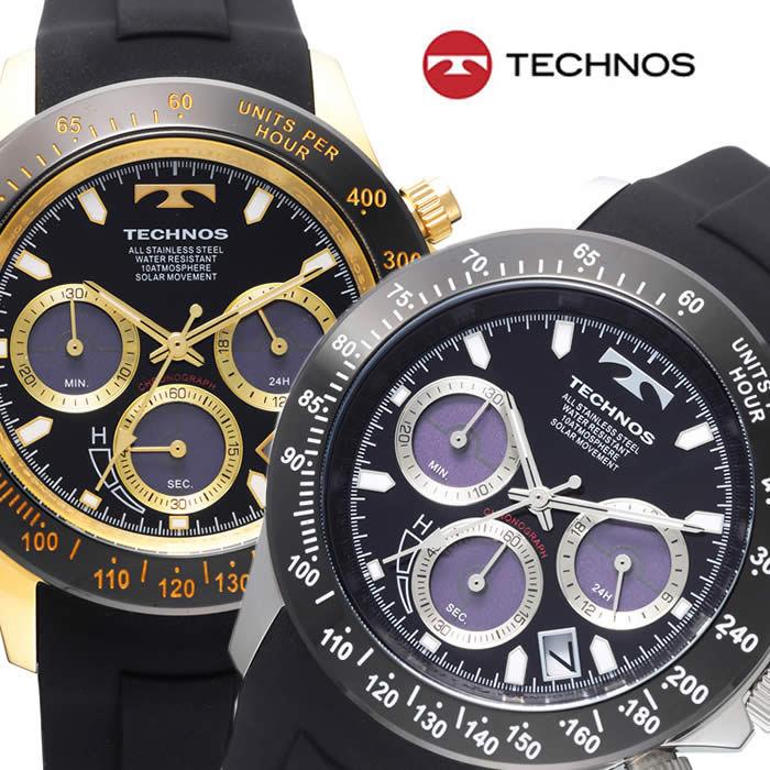TECHNOS テクノス メンズ 腕時計 ソーラー クロノグラフ シリコン 10気圧防水 ウォッチ スイス T4B00 | 