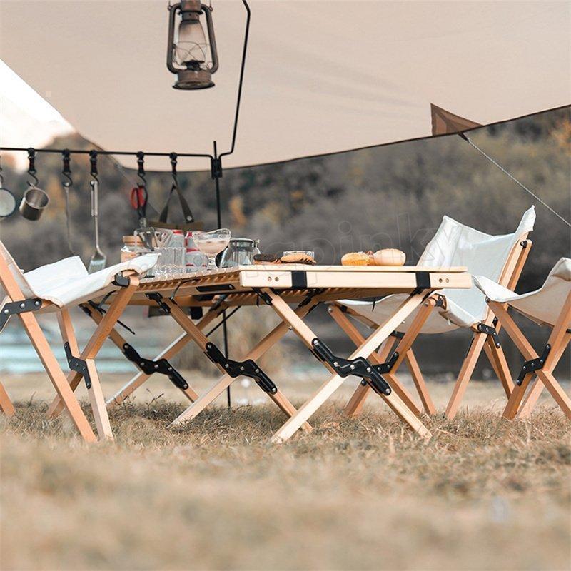 テーブル 折りたたみ レジャー ロール ウッド 120cm 90cm 54cm