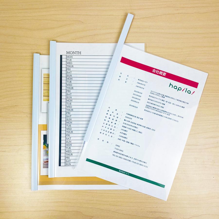 レールファイル A4 タテ 45冊（白黒orアソートカラー） 透明 スライドファイル クリアホルダー プレゼン 書類 ハピラ FM239 FM239AS |  | 04