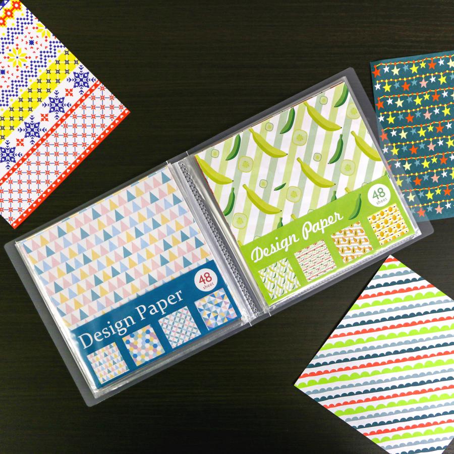 デザインペーパー収納ファイル 10P 12冊 袋ごと収納できる 折り紙