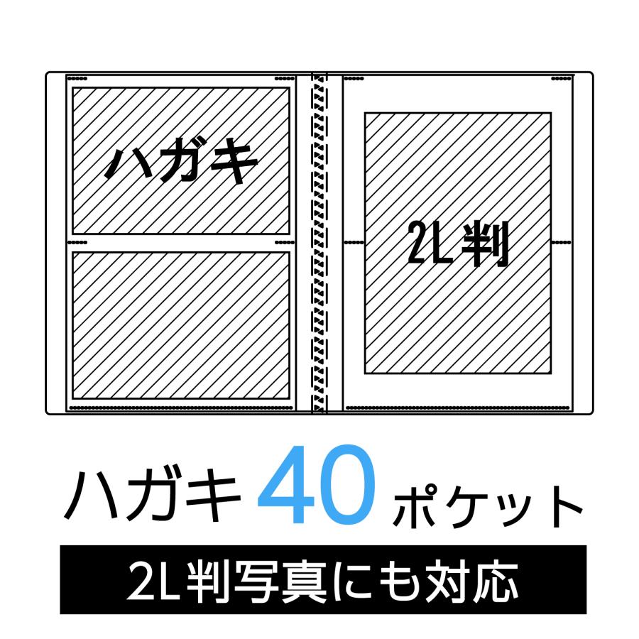 高透明フォトアルバム ハガキ 40ポケット/2L判写真 20ポケット ハピラ