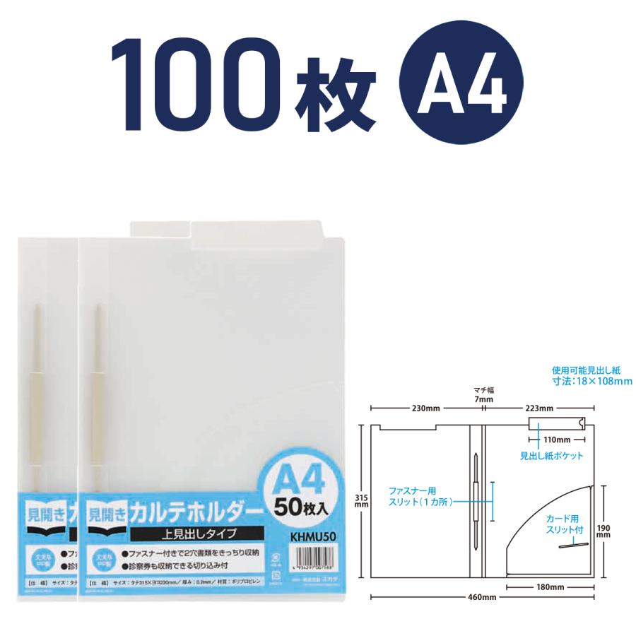 見出し付　インデックス付クリアーホルダー　 ファスナー付　 100枚セット　A4 見出し付 インデックス付クリアーホルダー ファスナー付 100枚